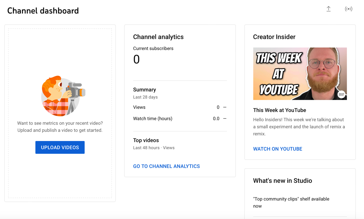 A screenshot of a youtube dash
