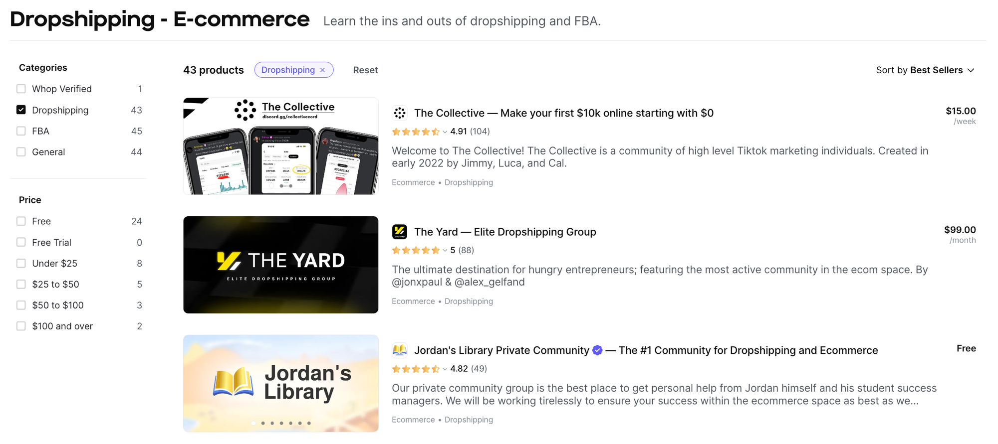 whop dropshipping ecom