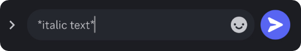 An example of italic formatting in the mobile version of Discord