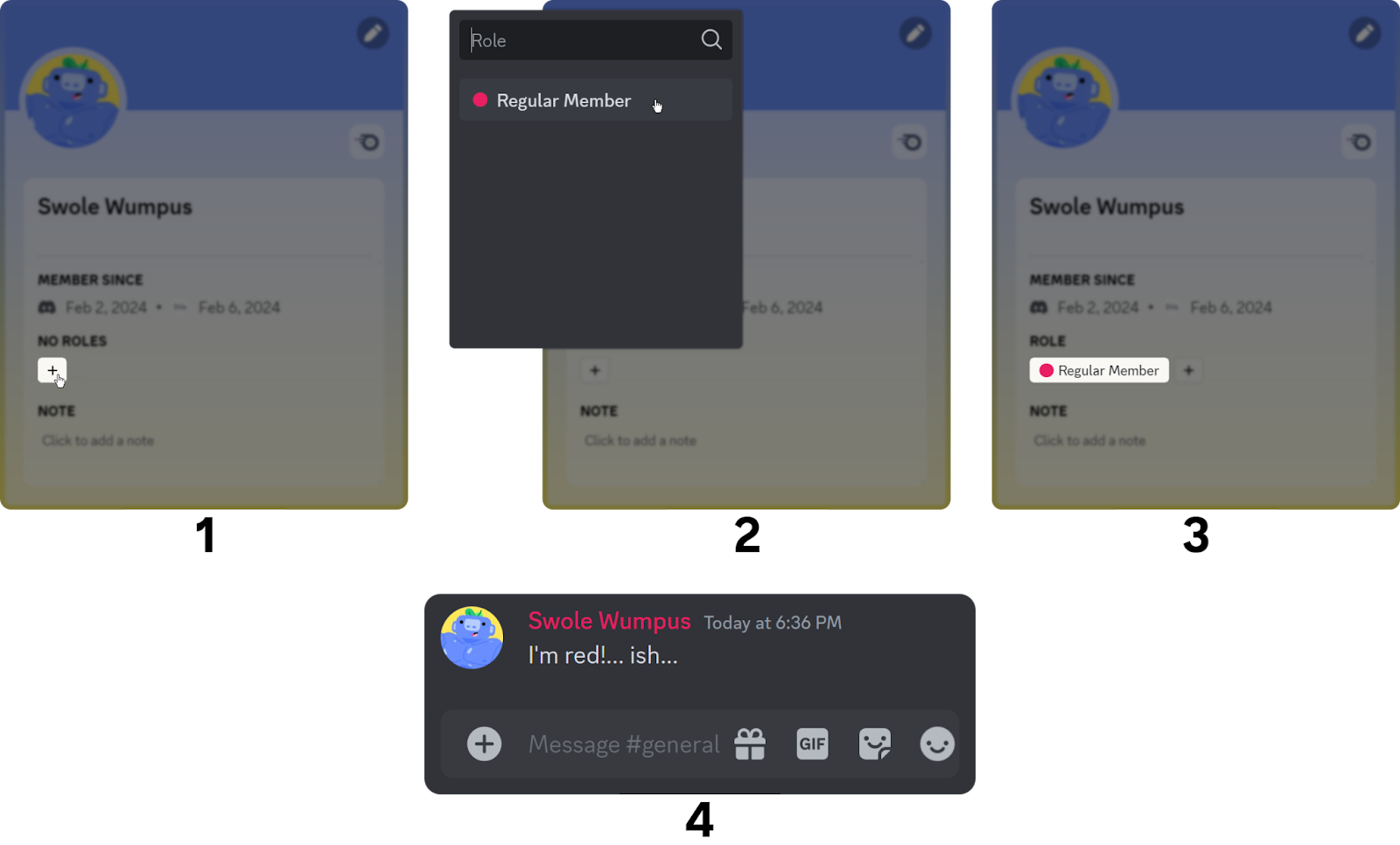 Steps of assigning a Discord role to a Discord member