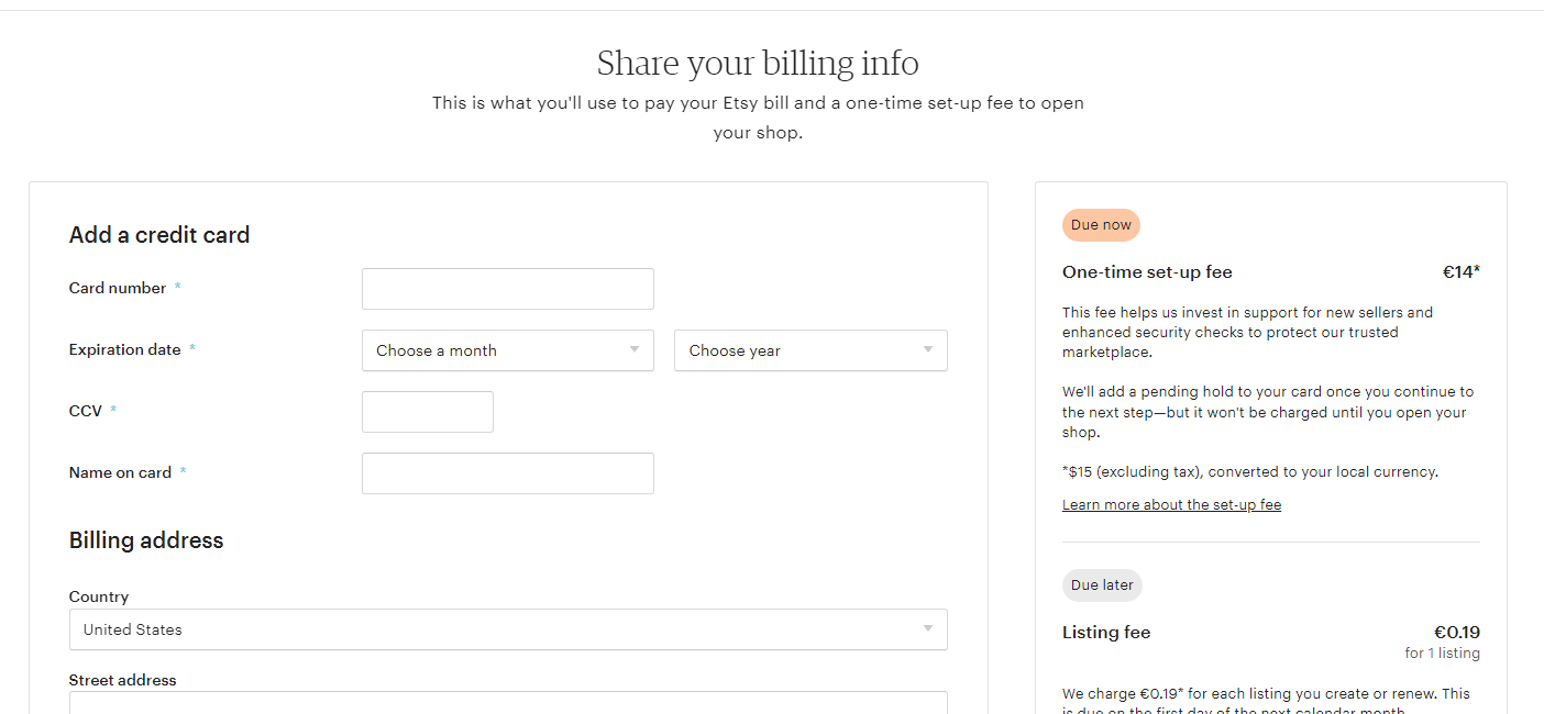 etsy billing info
