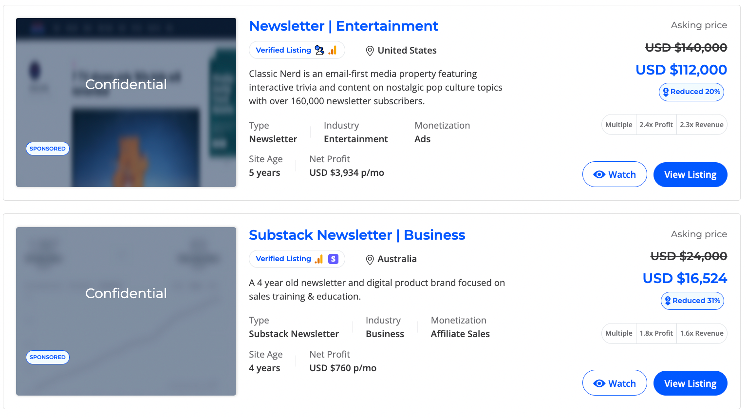 newsletters on flippa