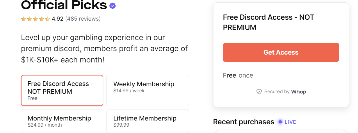 official picks memberships