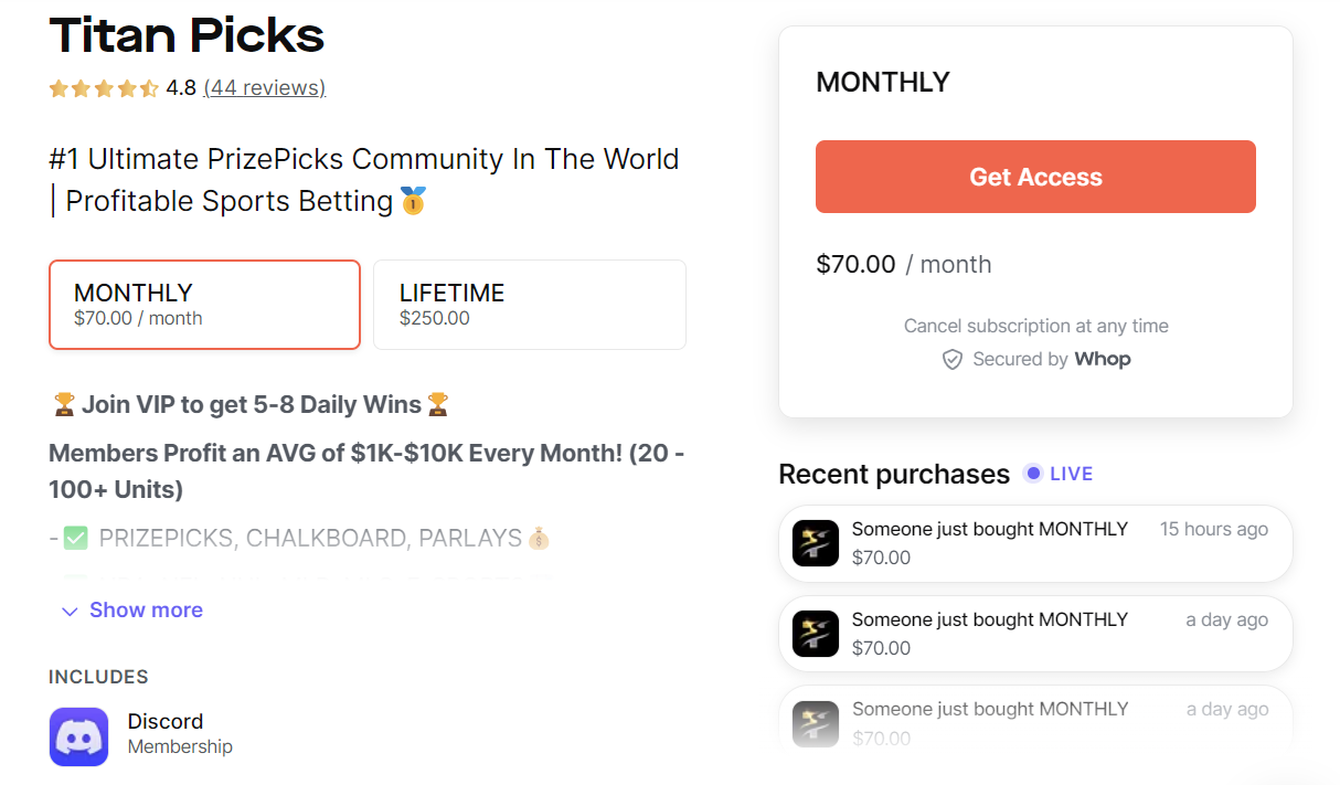 titan picks memberships