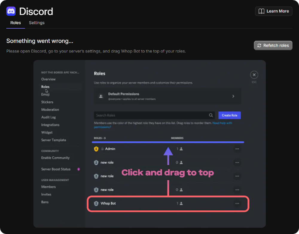 whop adjust bot hierarchy