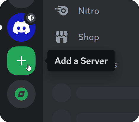 Add a Server button on Discord