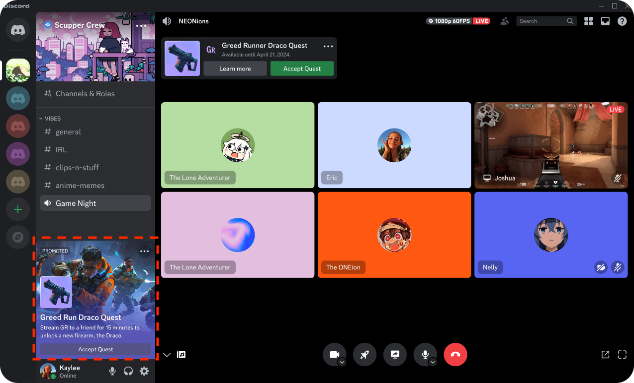 Discord Quests example