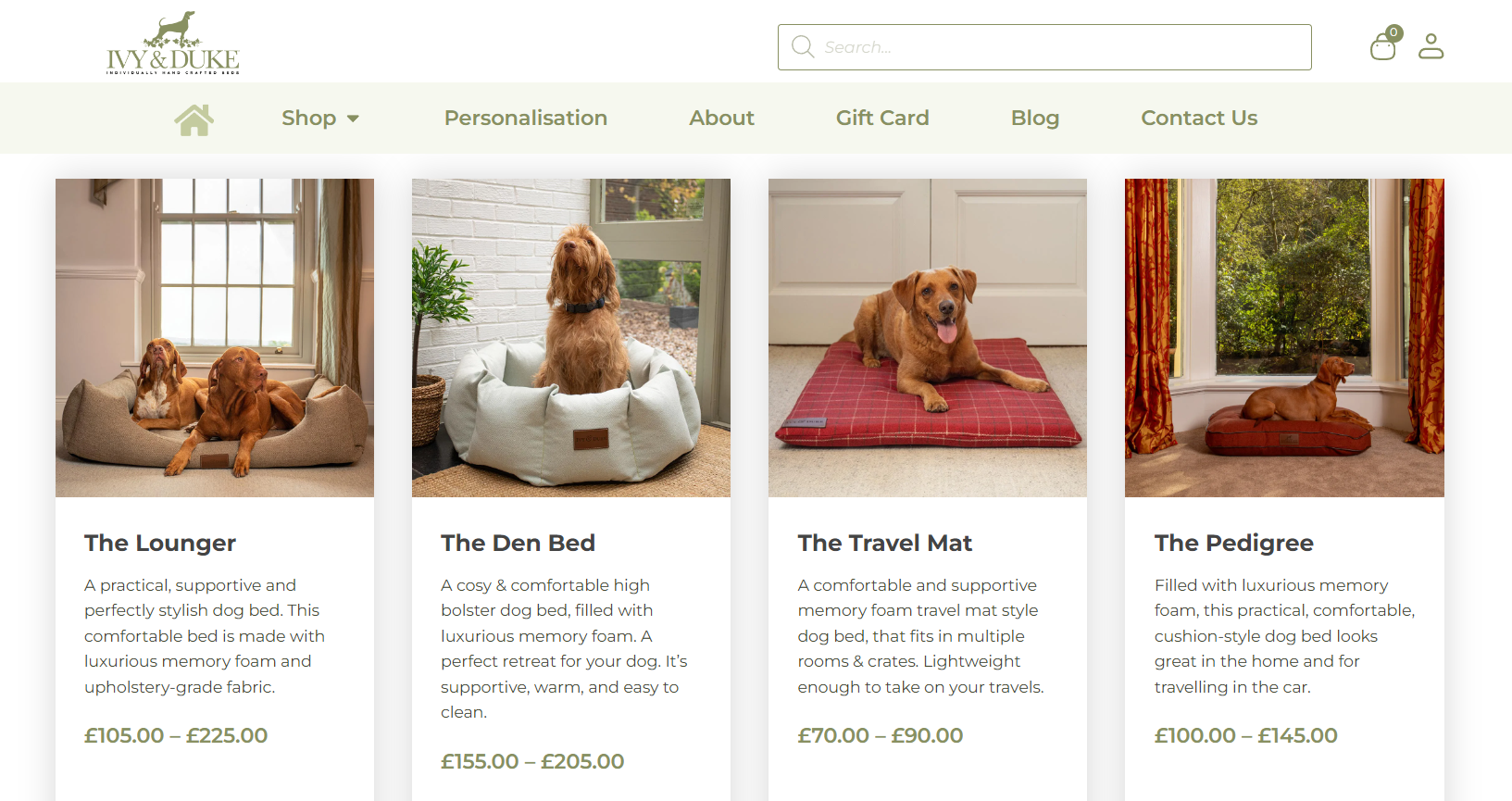 Ivy and Duke dog beds