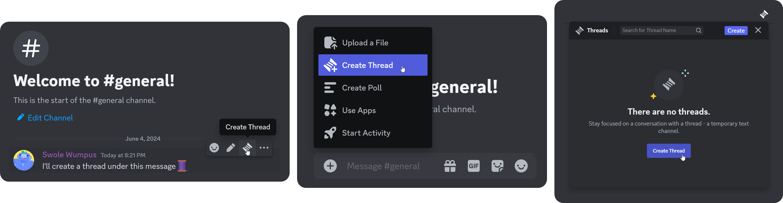 Ways to create a Thread on Discord
