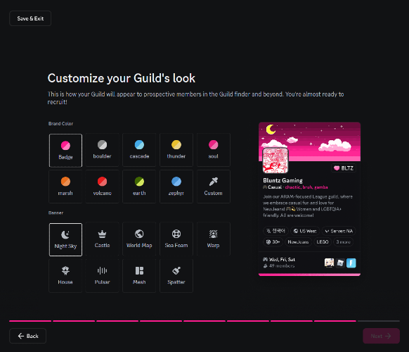 Seventh step of Guild creation on Discord - choosing Guild's color scheme