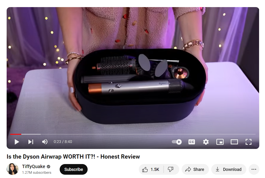 youtube screenshot dyson airwrap
