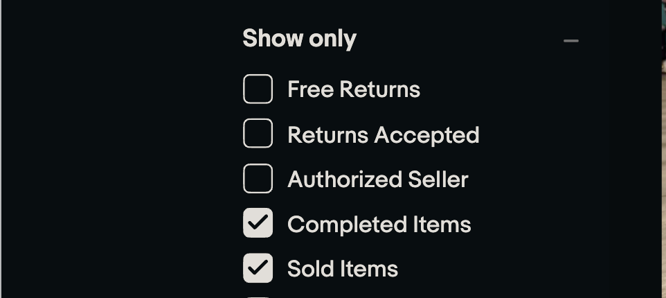 eBay completed and sold items