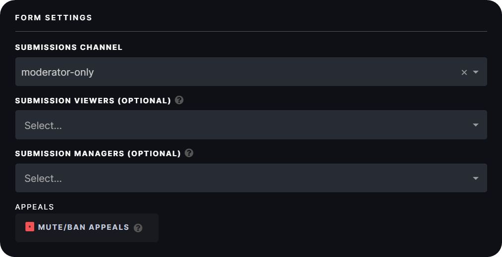 The Form Settings section of the Form creation dialogue on Dyno's dashboard
