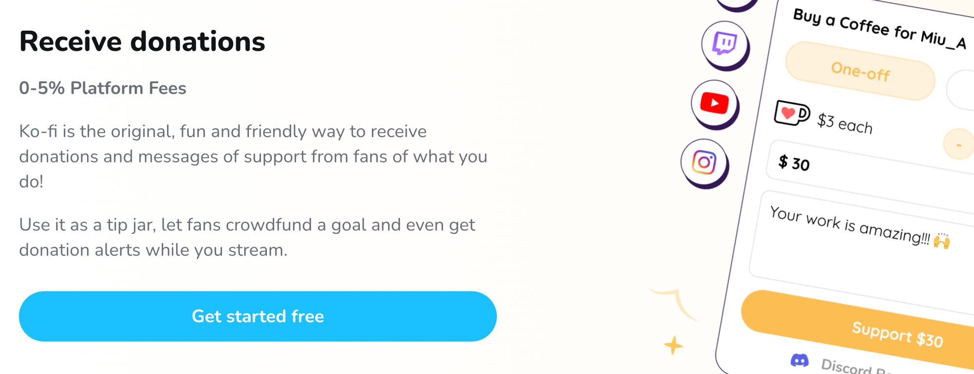 ko-fi donation amounts