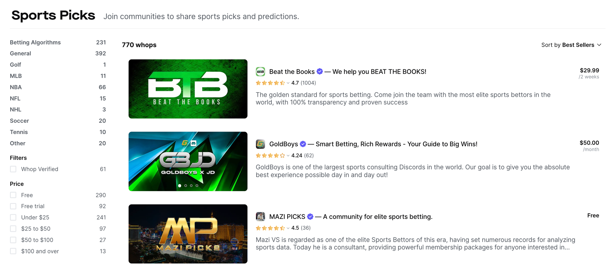 whop sports picks