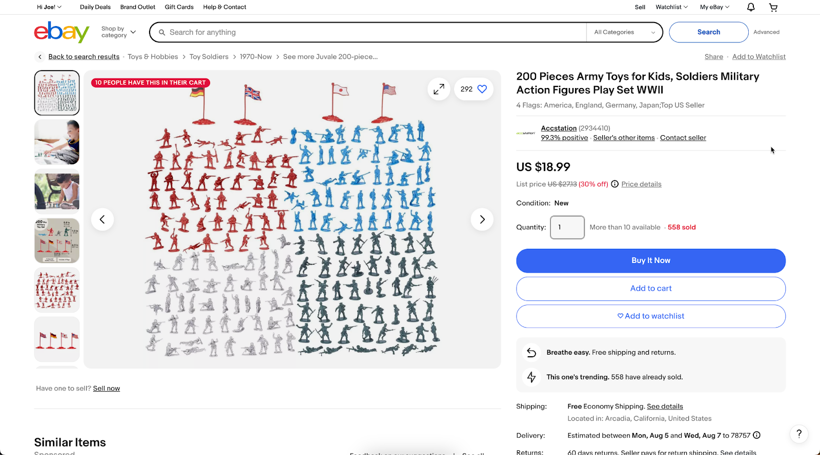 Selling toys on eBay