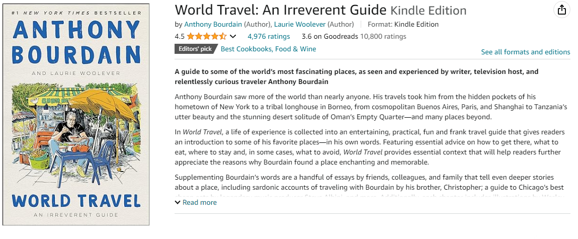 World Travel: An Irreverent Guide by Anthony Bourdain and Laurie Woolever&nbsp;