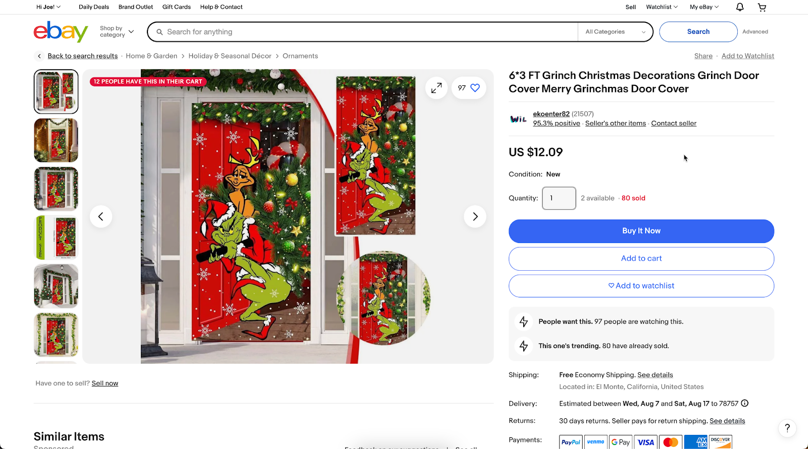 Selling Christmas decorations on eBay