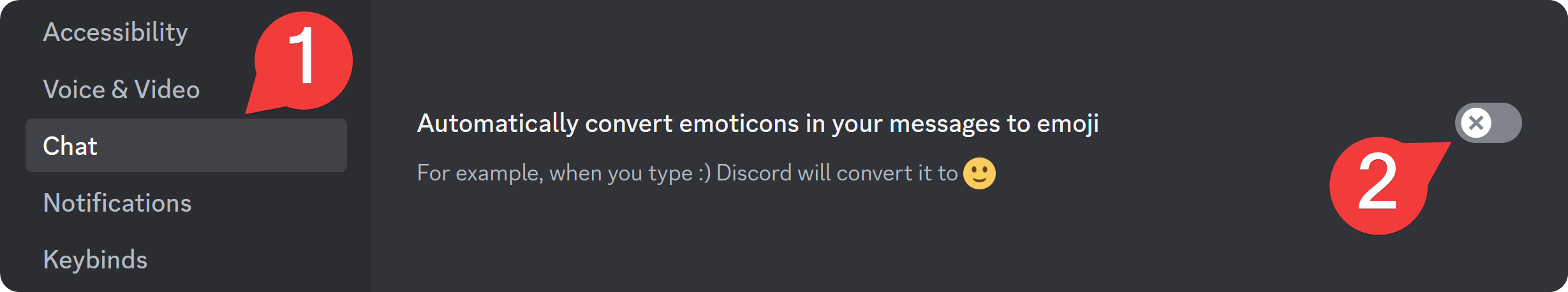 The auto-emoji setting on Discord