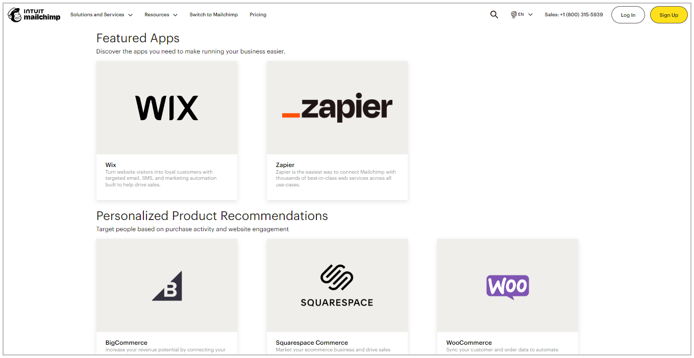 Mailchimp App Integration Dashboard Screenshot