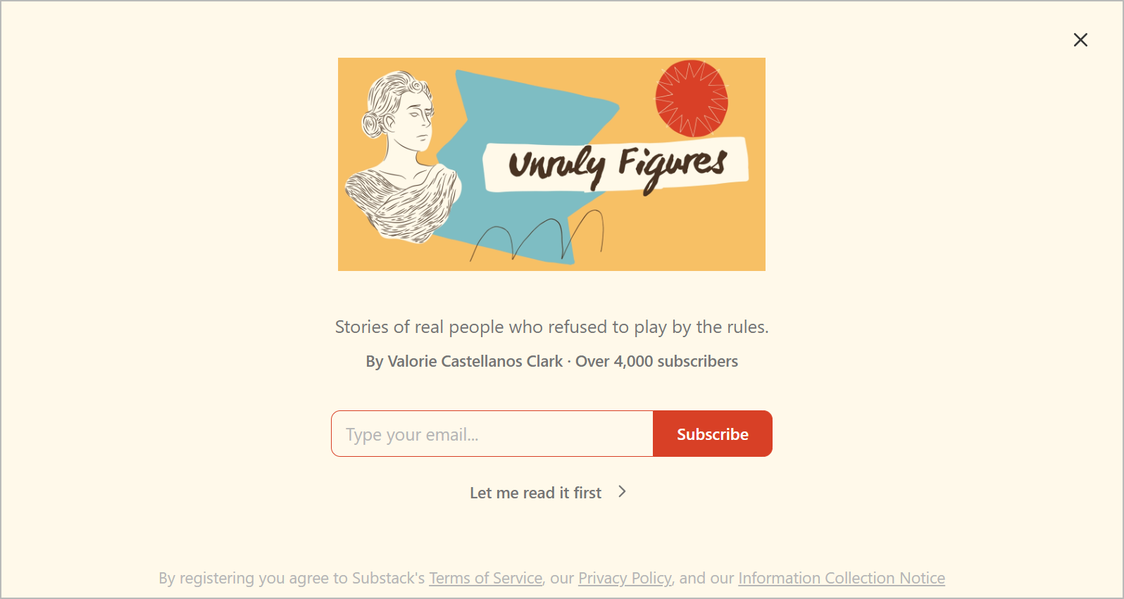 Substack Landing Page CTA Screenshot