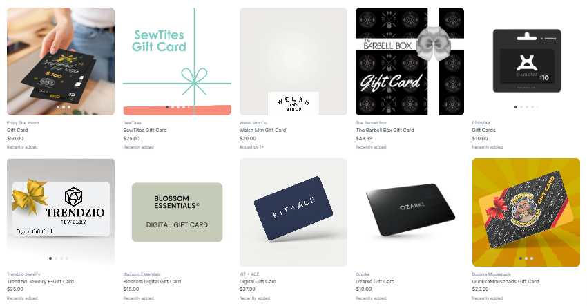 Digital gift cards