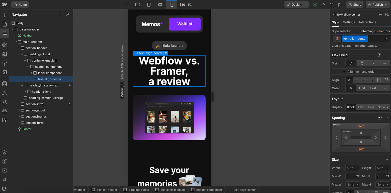 Webflow design