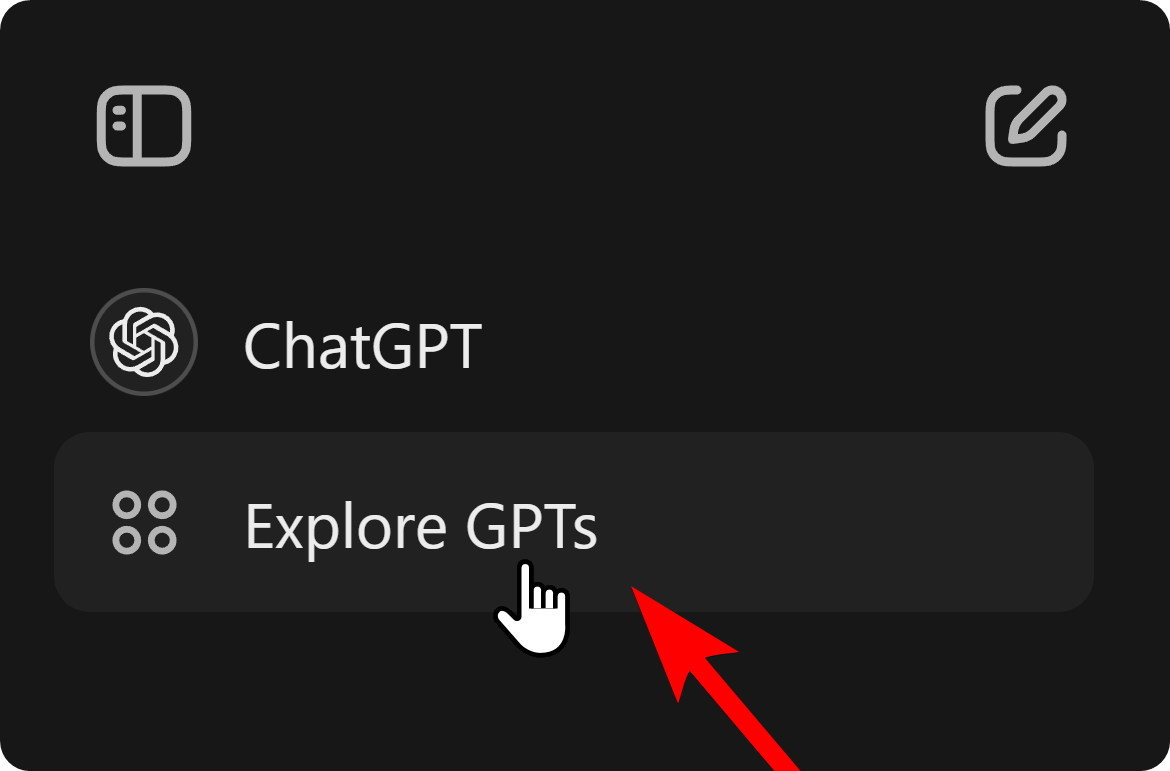 The Explore GPTs button on ChatGPT