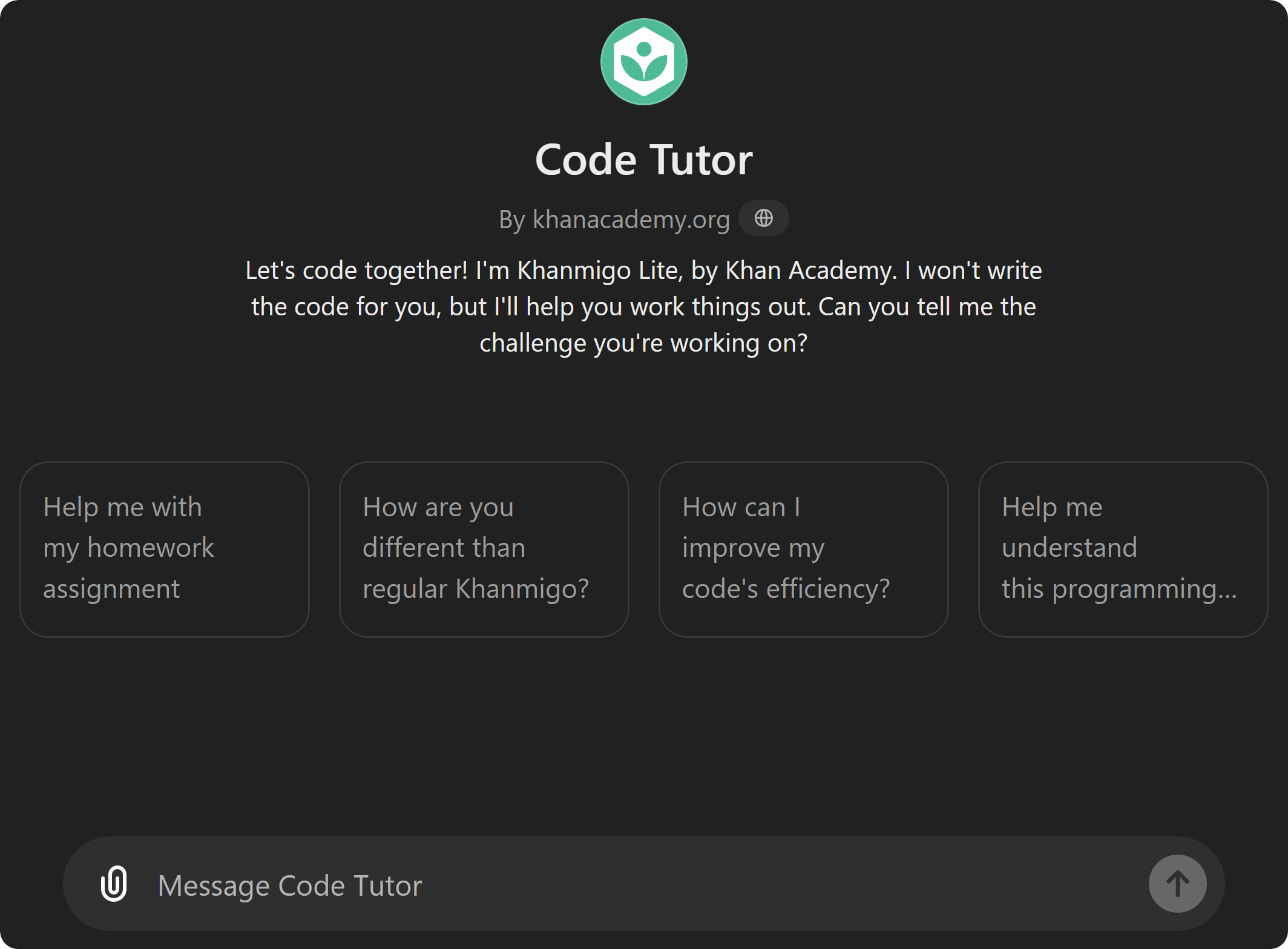 The Code Tutor GPT by Khan Academy on ChatGPT