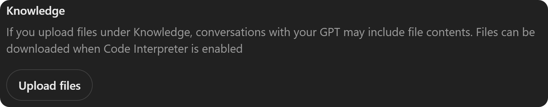 The Knowledge section of a GPT on ChatGPT