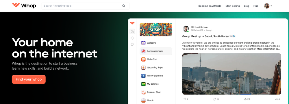 Whop Dashboard Screenshot
