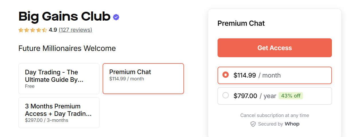 big gains club memberships