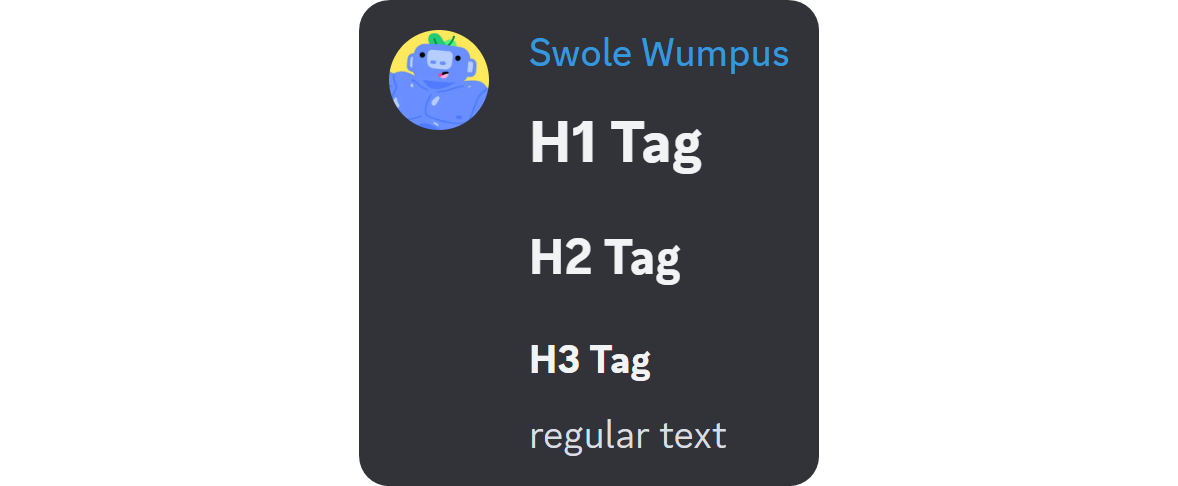 Header formatting example on Discord