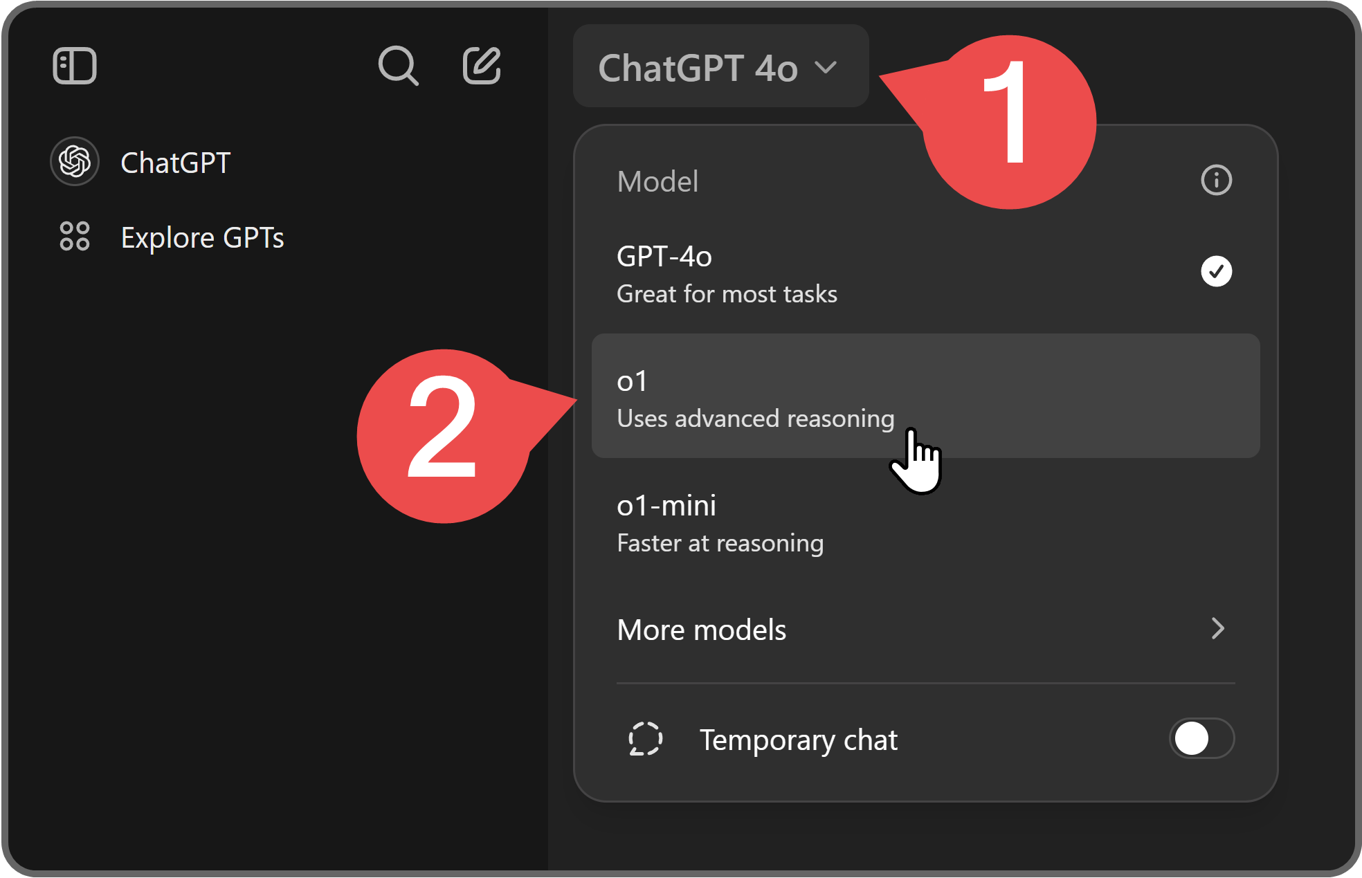 The model dropdown menu on ChatGPT