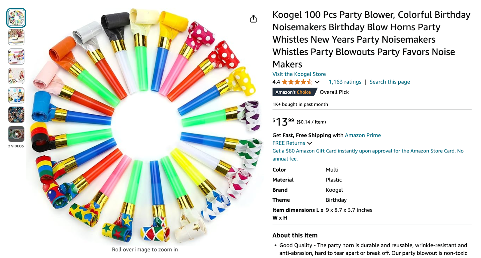 Noise makers & party horns