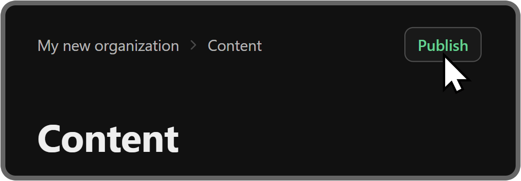The Publish button of the Content app on Whop