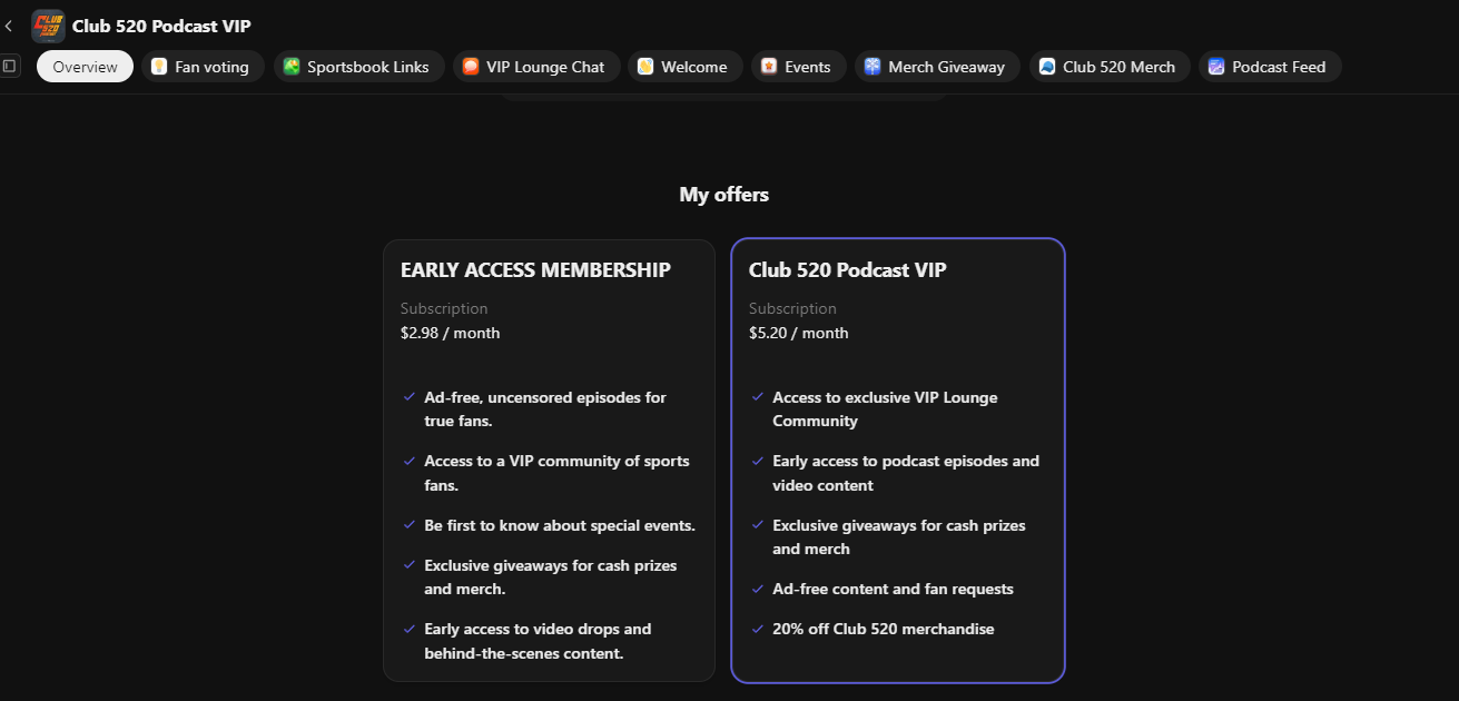 Club 520 Podcast VIP