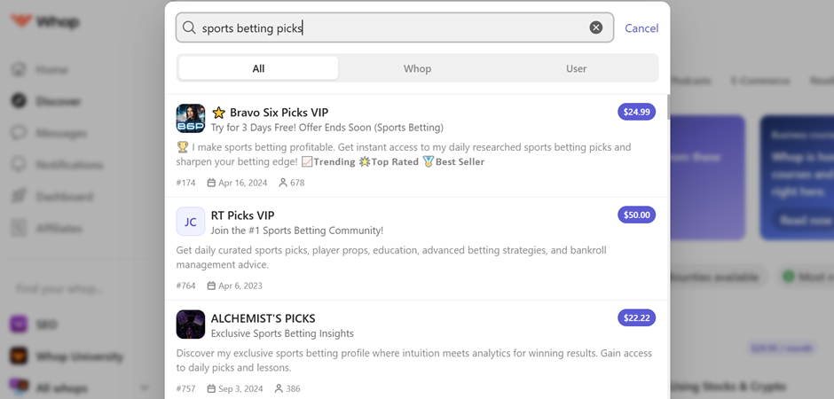 Follow the pros whop