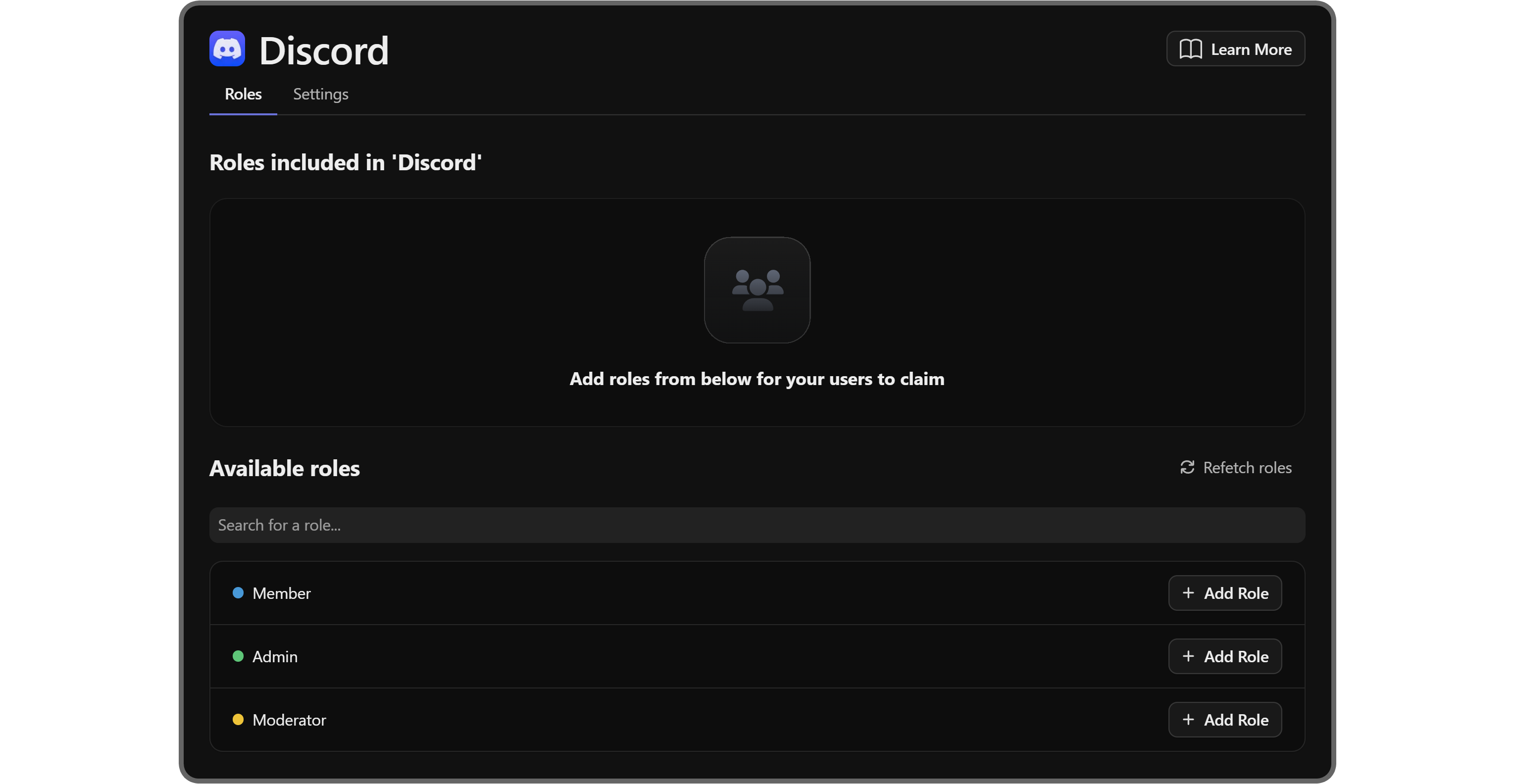 The Roles tab of the Discord app on Whop
