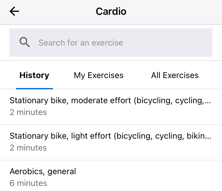 MyFitnessPal exercise