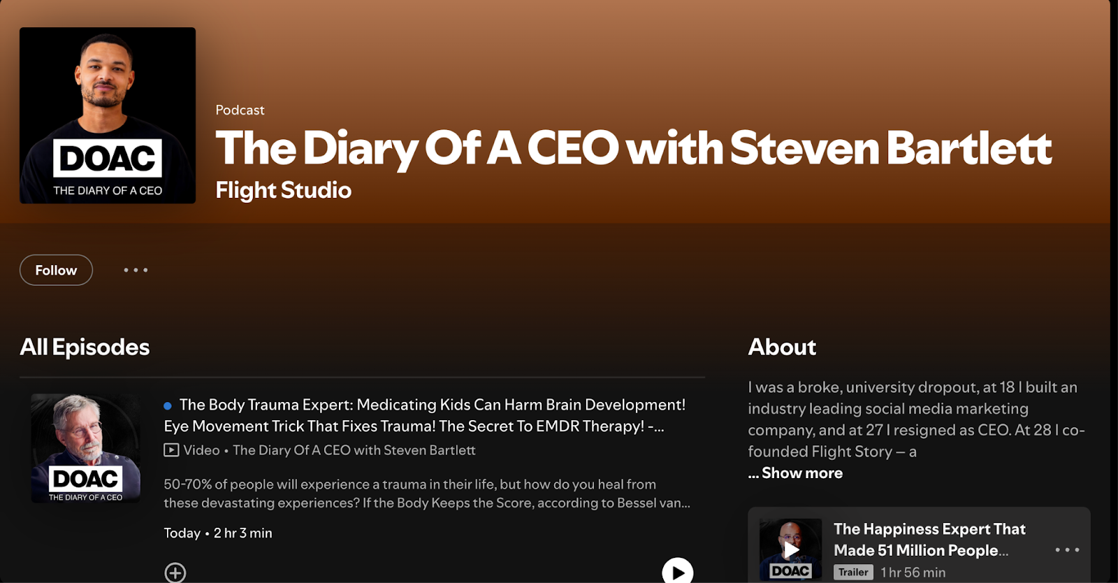 The Diary of a CEO with Steven Bartlett&nbsp;
