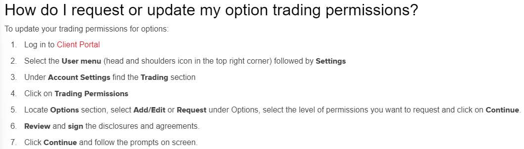 Trading permissions