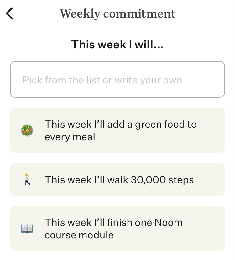 Weekly commitment
