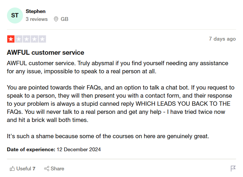bad rating on Trustpilot