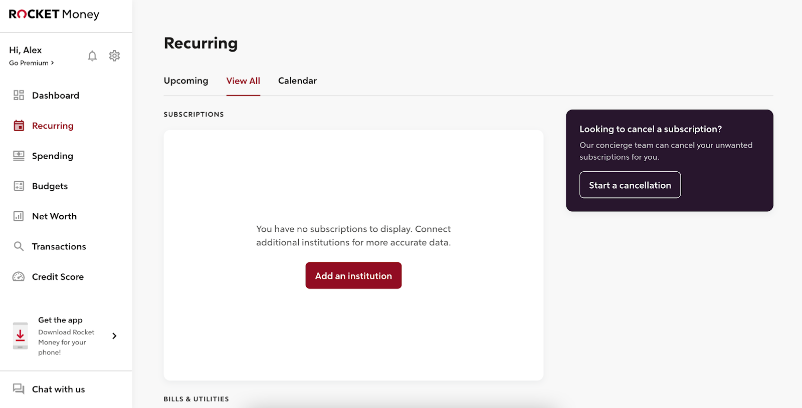 canceling subscriptions rocket money