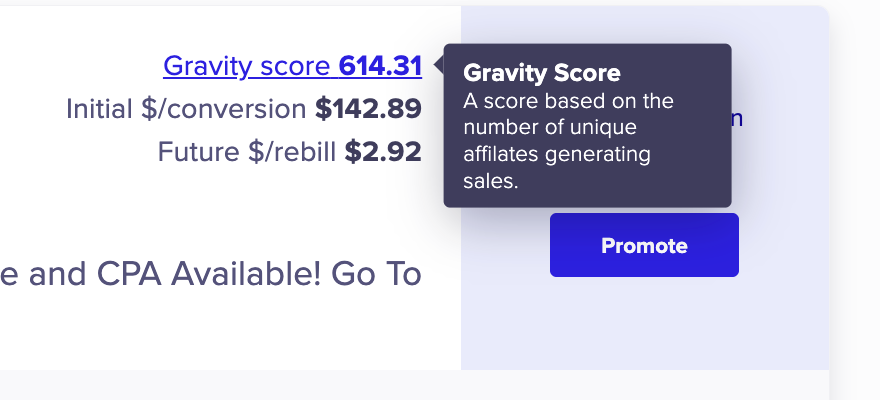 clickbank gravity score