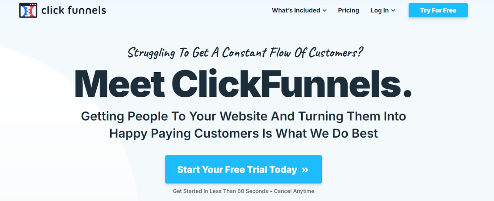 clickfunnels homepage screenshot