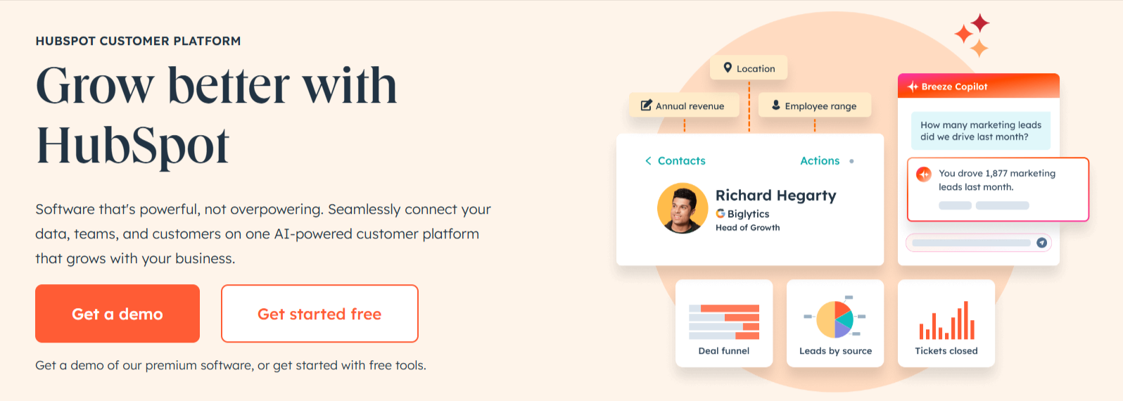 hubspot homepage screenshot