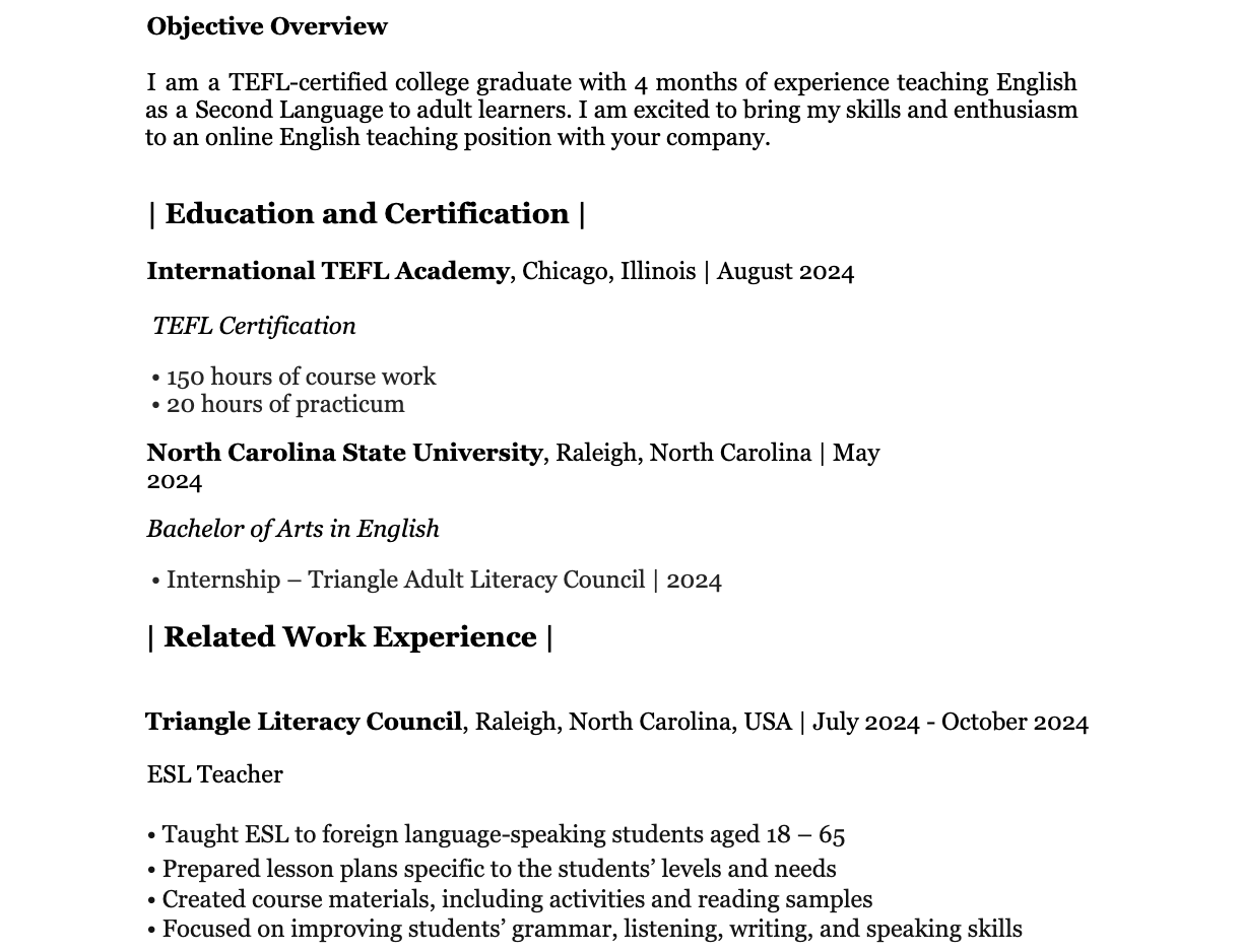 resume example