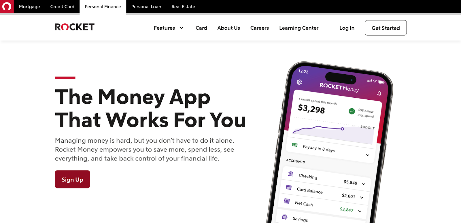 rocket money homepage screenshot